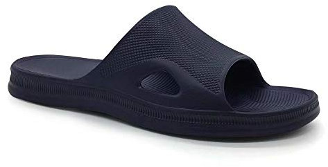 HEVA Shower Slide Open Toe Sandals Mens Bathroom Slippers Beach Indoor House Shoes(9UK 43EU,Navy)