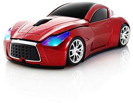 elec Space 2.4GHz 3D Souris sans Fil Forme Voiture de Sport USB 1600 DPI Souris Optique Ergonomique sans Fil avec Phare Adapté pour Ordinateur Portable