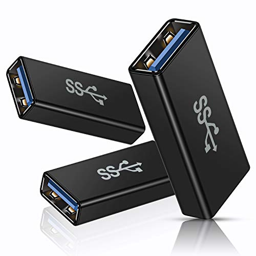 Basesailor USB Kupplung 3-Stück,USB A Buchse auf Buchse Adapter,USB 3.0 Female to Typ A Female 3.0 Verbinder Koppler kompatibel für USB Stecker,USB Verlängerung Plug Stick,Maus,Tastatur,Laptop,PC