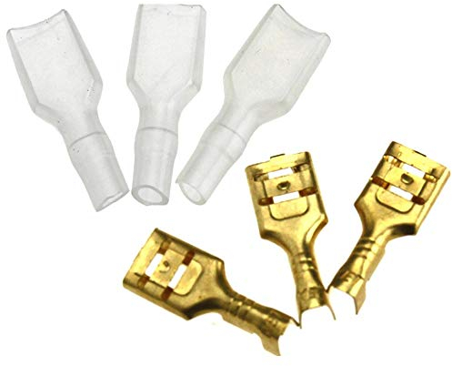 100 Set Kabelstecker Set Crimpverbinder 6.3mm Flachsteckhülsen Flachstecker Spade Kabelschuhe Sleeve