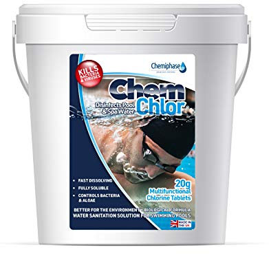 1 Kg 20g Multifunctional Small Chlorine Tablets – Algae Control, Water Clarifier & Sanitizer for Swimming Pools, Hot Tubs, Spas – Slow-Dissolving, 5-7 Day Release