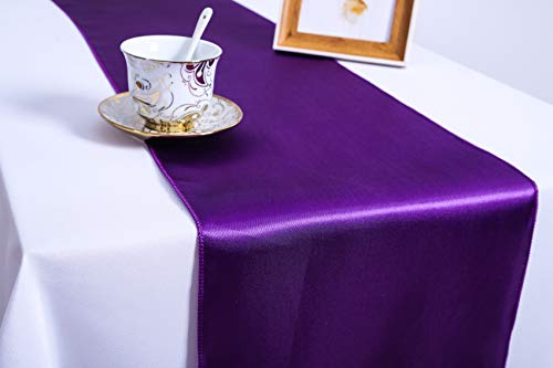 Namvo Packung mit 10 Satin Tischl?ufern 12 x 108 Zoll für Hochzeit, Empfang und Jede Party (lila)