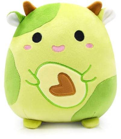 Zaloife Avocado Kuh Plüschtier Grün, 18cm Stofftier, Kuscheltier Plush, Lustiges Plüsch Puppe Geschenk für Kinder B