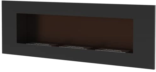 KRATKI Delta 3 Chimenea Interior de bioetanol para Montaje en Pared o instalación empotrada l Bicontainer 0,6 l, Certificado TÜV Acero, 40 x 120 cm, Negro
