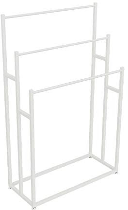 MIEDMJJ Porta Asciugamani Da Terra,Portasciugamani Da Terra in Metallo a 3 Strati,Piantana Porta Asciugamani da Bagno Verticale Di Grande Capacità,Risparmio Di Spazio/bianca / 65x30x110c