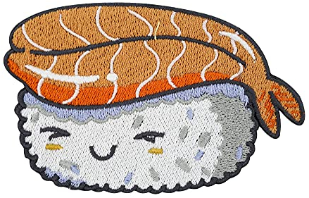 Finally Home Süßer Kawaii Sushi Patch zum Aufbügeln | Asiatische Essen Patches, Lachs Fisch Nigiri Bügelflicken, Food Flicken, Aufnäher
