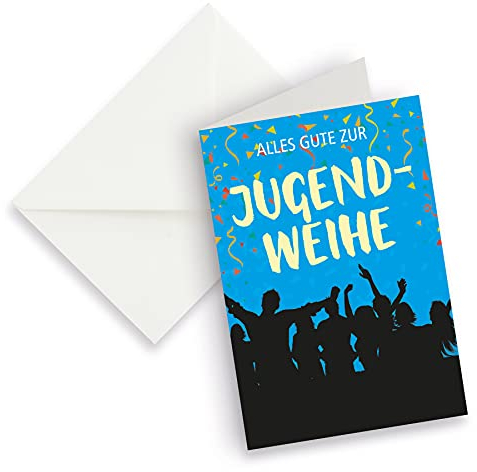 itenga XXL Klappkarte DIN A4 Alles Gute zur Jugendweihe und XXL Briefumschlag - Grußkarte Glückwunschkarte zur Jugendweihe