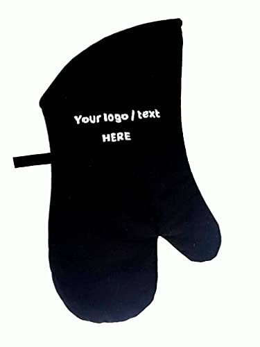 Pet-Jos Personalisierte Ofenhandschuh Custom Küchenhandschuh mit gesticktem Text Logo Geschenk Küchenhandschuhe für die Küche heiße Handschuhe schwarz hitzebeständige Custom Oven Mitt