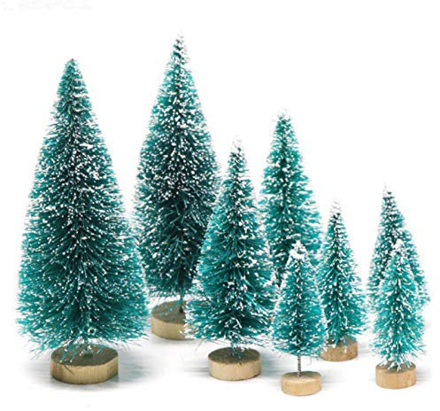 Bodhi2000 8pcs mini árboles de Navidad, pino nevado Navidad fiesta ornamento decoración día día festivo azul verde