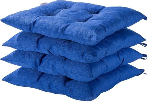 HAMO Seat Pad Cushions for Dining Chairs Set of 4, 40x40 cm, 16x16 inches (Blue)