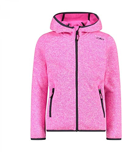 CMP, Knit Tech mélange fleece jacket with hood, PURPLE FLUO-TITANIO, 164