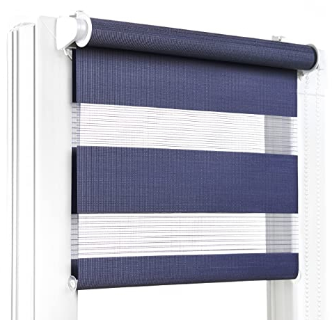 Fenster DEKOR - Rollos für Fenster Marineblau - Klemmfix Rollo ohne Bohren 120 x 75 cm - Doppelrollo mit einer breiten Auswahl an Größen und Farben - Blickdichte Rollos, einfach zu montieren