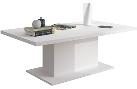 Mirjan24 Couchtisch Ulriko, 110x60x43 cm, Stylischer Rechteckiger Kaffeetisch, Sofatisch, Tee Tisch, Wohnzimmertisch, Beistelltisch (weiß)