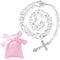 Otuuz Glas Rosenkranz Perlen Katholische Halskette Silber Metall Kruzifix Charme Taufe Rosenkranz Halskette Lange Heilige Gebetskette mit Medaille Kreuz und Kordelzug Samtbeutel für Damen Herren