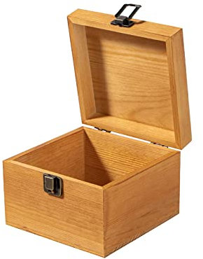 Useekoo Vintage Wooden Storage Box Container with Hinged Lid and Front Clasp, 5.5'' x 5.5'' x 3.9'' Small Keepsake Box, Rustic Wood Boxes for Crafts Art Hobbies and Home Decoration