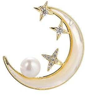 KECELWEL Legende of The Moon and Stars Broschenstifte für Damen, Frauenbroschen & Stifte, Broschenschmuckzubehör, Geschenk für Mädchen, Lehrer, Mutter oder Oma,Gold