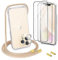 DiDaDi [5 in 1 Handykette Set für iPhone 12 Pro Max Hülle mit Band +Transparent Schutzhülle+Schutzfolie+kameraschutz Glas, Abnehmbar Necklace Stylische Handyhülle zum Umhängen Kordel Case (Gold)