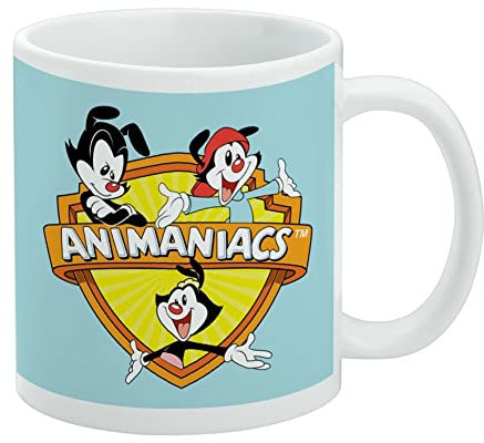 Animaniacs Crest Ceramic Coffee Mug, Novelty Gift Mugs for Coffee, Tea and Hot Drinks, 11oz, White