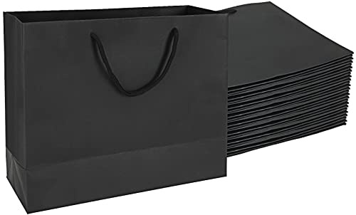 YAYODS Black Gift Bags with Handles, 24PCS, 27x10x21CM | Paper Gift Bags, Reusable Kraft Carrier Bags, For Birthday, Wedding, Christmas Party, Shopping and Present Packaging
