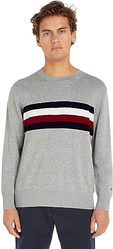 Tommy Hilfiger Homme Sweat Sans Capuche, Gris (Light Grey Heather), XL