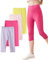 Domee Mädchen Capri Leggings 3/4 Hosen Sommerhose 4er-Pack Rosa & Lila & Rosenrot & Gelb 9-10 Jahre (Herstellergröße 150)