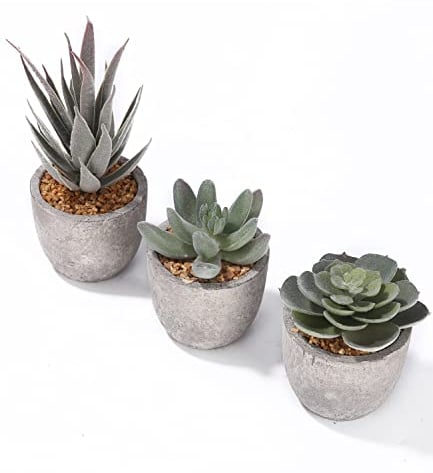 JOSPL 3 Pièces Plante Artificielles,Plantes Artificielles Vertes en Pot,Mini Fausse Plante Artificielles,pour Le Bureau, Le Salon et La Décoration de La Maison