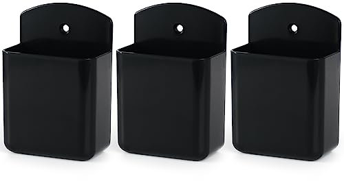 WAAYANG 3 Pcs Wall Mount Remote Control Holder TV Controller Holder Self Adhesive Marker Holder, Pen Holder Containers for Home Office School (Black)
