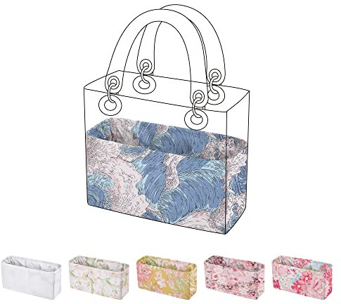 ArcDiary Handtasche Organizer Einsatz für Lady-Dior Micro/Mini/S/M/L, Leicht Taschenorganizer Bag in Bag Organizer Innentaschen, Handtasche Organisator für Luxus Tote(Small, Sea and waves)