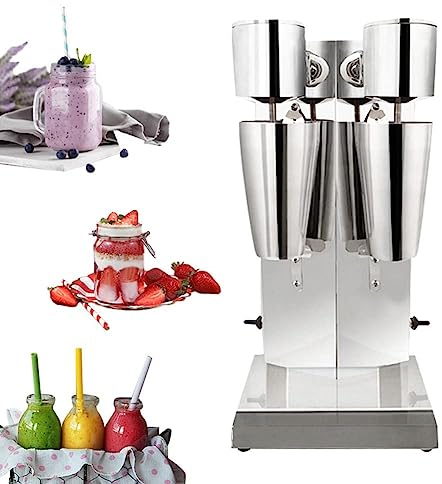 DISHENGZHEN Double-head Milk Shaker Machine,180W Electric Double-Head Milkshake Drink Mixer, 18000 RPM, Food Blender Machine, with 2 Speed Adjustable and 1000ML Cup, for Cafes/Shakes/Bars