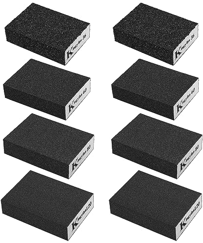 Aoyfuwell8 pezzi di spugna abrasiva, levigatrice a mano, grana 36/60/80/120, carta vetrata, lavabile, riutilizzabile, per levigatura, lucidatura, metallo, legno, acciaio, acciaio inossidabile
