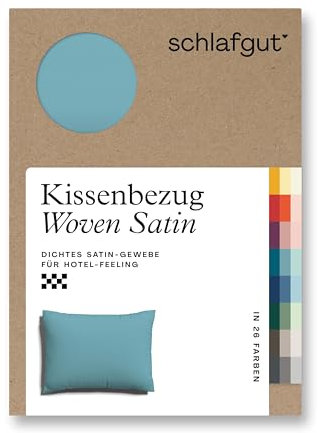 schlafgut Woven Satin Kissenbezug 60x80 cm Petrol Mid Uni in Premium Hotelqualität, Kopfkissenbezug einzeln mit 100% weicher Baumwolle