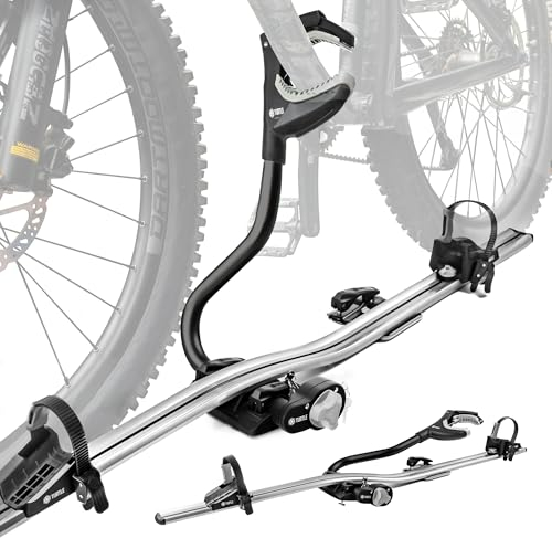Turtle Pro-S | Portabiciclette, Portabiciclette da Tetto, Supporto Universale per Biciclette sul Tetto dell'auto, con Serratura | Capacità di Carico Fino a 20 kg | Struttura Leggera in Alluminio