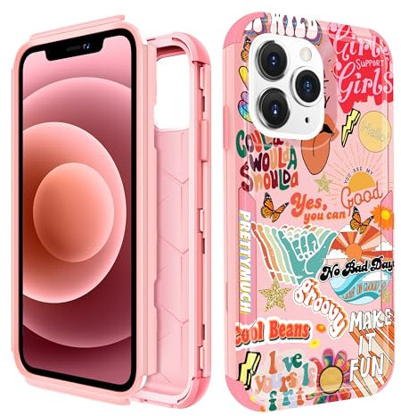 Pegmode for iPhone 11 Pro Max Case - Heavy Duty Protective Designer Collage Cute Cartoon Hard Shockproof Bumper Phone Cases for 11 Pro Max for Girly Women Men Girls Boys Teens