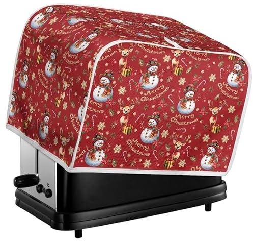 Kuiaobaty Housse de grille-pain à 2 tranches avec crochet - Anti-poussière - Motif bonhomme de neige - Pour machine à pain - Rouge - Décoration d'intérieur et de cuisine