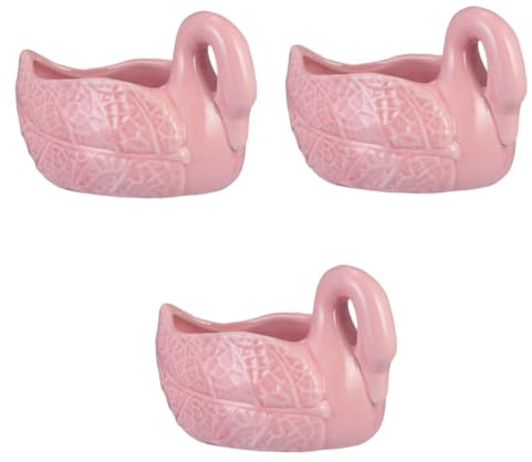 Kisangel Töpfe Für Pflanzen 3st Swan Sukkulenten-pflanzgefäß Aus Keramik Blumenübertopf Vase Pflanzenbehälter
