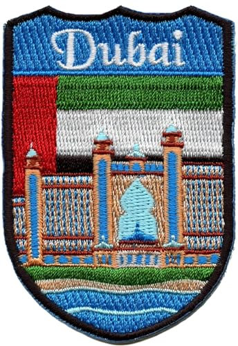 Generic Karma407 Dubai Shield Patch (7,6 cm), bestickt, zum Aufbügeln, für Reisen, Vereinigte Arabische Emirate, VAE, Souvenir, Emblem für Rucksäcke, Hüte, Taschen, Handwerk, DIY, Geschenk,