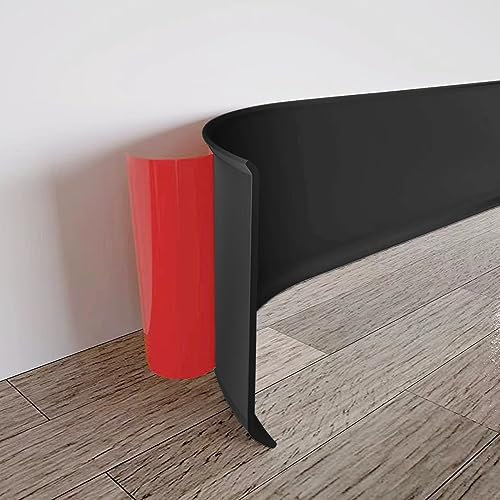 jackfru Plinthe souple 6 m/12 m, largeur : 10 cm, bande décorative flexible autocollante, pour carrelage, plan de travail, plinthes, plinthes, bords de sol (1, noir, 6 m x 10 cm)