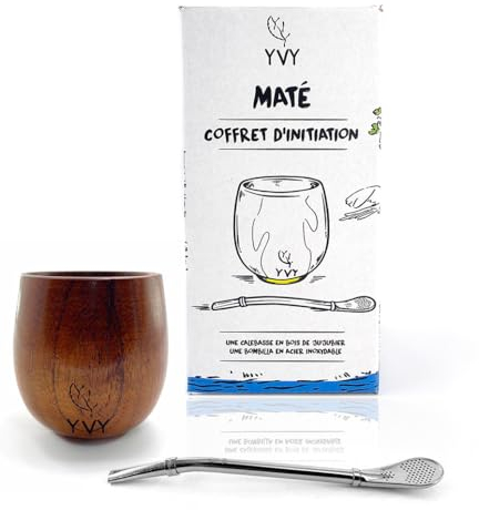 YVY MATÉ Cofanetto Iniziazione Accessori Premium | Calabbassa in Legno Naturale e Bombilla in Acciaio Inox | Guida alla Preparazione Inclusa