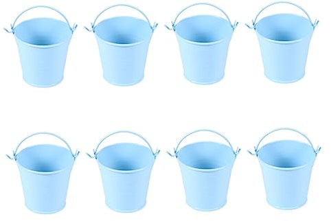BESPORTBLE 8stücke Teiliges Miniatur Zinkeimer Hellblau Kleine Blumenbehälter Für Deko Und Pflanzen Für Fensterbank Und Tischgestaltung