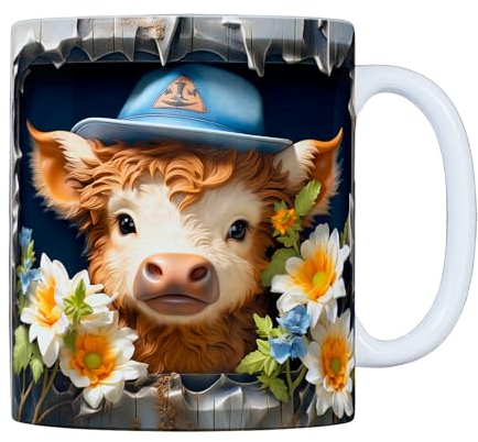 Sublime Corp. Taza animales adorables con efecto 3D | Tazas de diseño para colección o regalo | Tazas de café efecto 3D (Vaca 3)