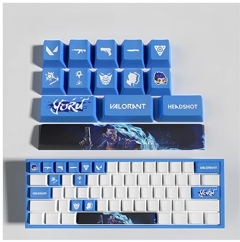 Valorant-Tastenkappe, PBT-Tastenkappen, Thermosublimation, benutzerdefinierte Tastenkappen, 14 Tasten, Cherry MX mechanische Tastaturkappe, geeignet für 60 % mechanische Tastaturen (YORU)