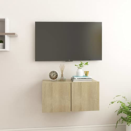 CIADAZ TV-Hängeschrank, Wandschrank Wohnzimmer, Aufsatzschrank, Sonoma-Eiche 60x30x30 cm