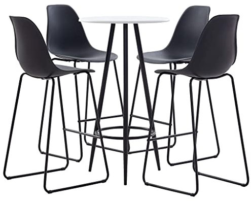 Iiaky 5-TLG. Bar-Set Kunststoff Schwarz Hochtisch Tisch Klein KüChe