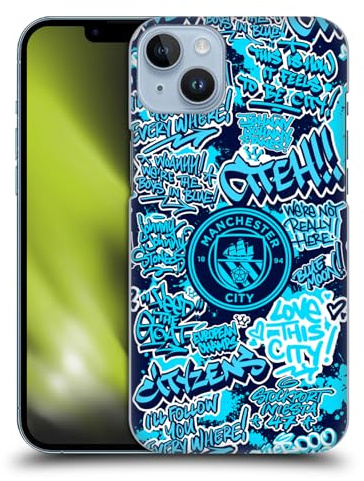 Head Case Designs Officially Licensed Manchester City Man City FC Patterns Graffiti Tags by Murwalls Hard Back Case Compatible With Apple iPhone 14 Plus
