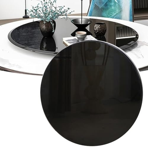 Schwarze Tischplatte aus gehärtetem Glas, 61 cm, runde Glastischplatte für Couchtisch, Beistelltisch und Esstisch, kratzfest und leicht zu reinigen, polierte Oberfläche, 60 cm Durchmesser