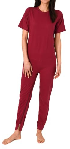 Normann Care Damen Pflegeoverall Kurzarm Pyjama mit Langen Bein und Reißverschluss am Rücken und Bein