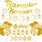 Ramadan Deko, Eid Mubarak Dekoration Set, Ramadan Kareem Banner, Goldene Luftballons, Mond Stern Laterne Girlande, Gold Glitzerndes Anhänger als Eid Festival Party Dekorationen