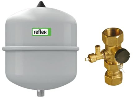 BADfabrik24 Reflex N 25 Membran-Druckausdehnungsgefäß + 4 bar Kappenventil 3/4'' Messing mit KFE-Hahn,Reflex Ausdehnungsgefäß 25L, Membran-Druckausdehnungsgefäß Reflex N 25