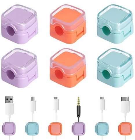 6 Pièces Clips Câble:Attaches-câbles en Trois Couleurs - Autocollantes Murales - Pour Câbles USB, HDMI, Chargeurs, Bureau et Table de Nuit