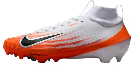 Nike Vapor Pro 1 Football Cleats (HM8850-103, White/Safety Orange/Metallic Silver/Black), White/Safety Orange/Metallic Silver/Black, 15 UK
